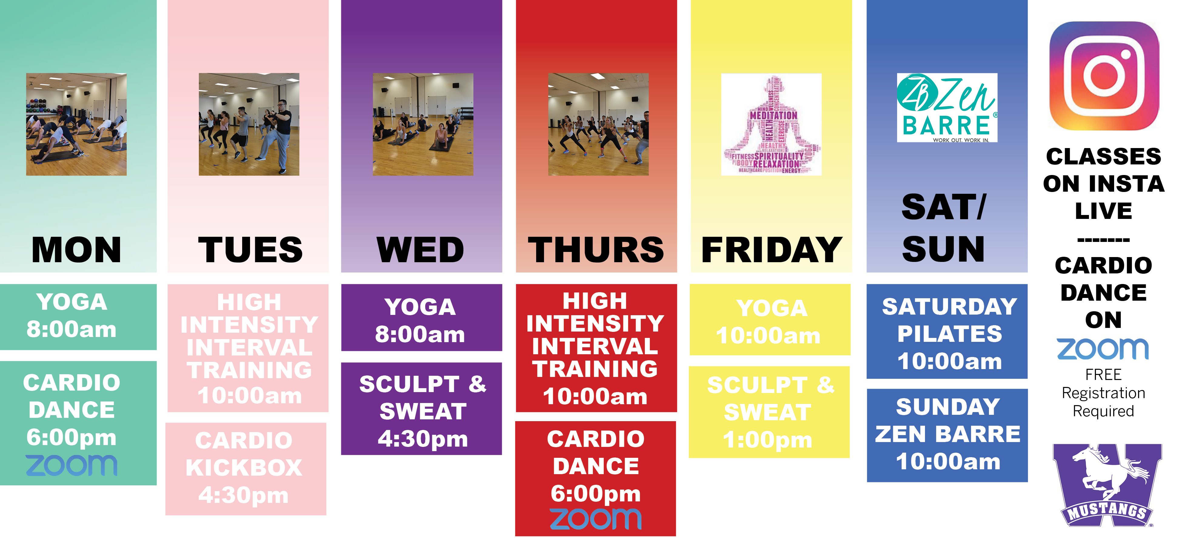Schedule for Live Fitness Classes