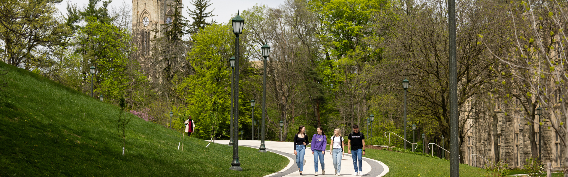 Students walking on campus.