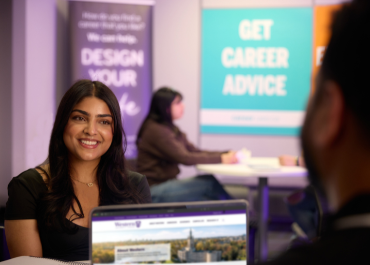 A student smiling.