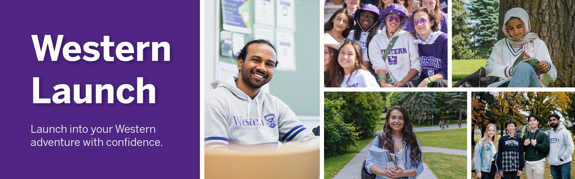 Photos of Western students with text reading Western Launch: Launch into your Western journey with confidence